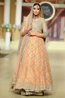 Peach Zardozi Net Bridal Gown (3-Piece) - Image 2