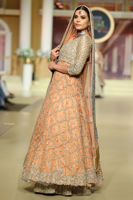Peach Zardozi Net Bridal Gown (3-Piece) - Image 3