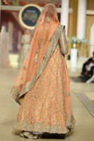 Peach Zardozi Net Bridal Gown (3-Piece) - Image 4