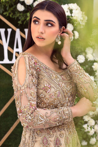 Peach Embellished Net Bridal Gown (1-Pc) - Image 5