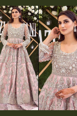 Blush Pink Zardozi Net Gown (1-Pc) - Image 2