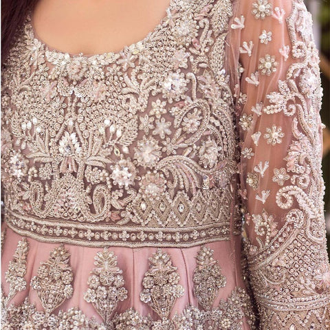 Blush Pink Zardozi Net Gown (1-Pc) - Image 4