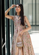Pakistani Pink Floral Embroidered Organza & Rawsilk Gown (2-Piece) - Image 2