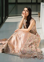 Pakistani Pink Floral Embroidered Organza & Rawsilk Gown (2-Piece) - Image 3
