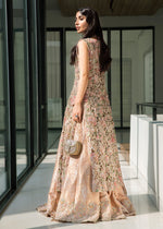 Pakistani Pink Floral Embroidered Organza & Rawsilk Gown (2-Piece) - Image 4