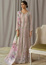 Pakistani Powder Pink Hand-Embellished Organza Gown (3-Piece) - Image 2