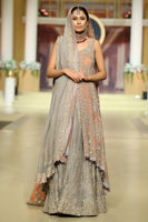 Pakistani Peach Embroidered Organza Gown (2-Piece) - Image 2
