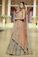Pakistani Peach Embroidered Organza Gown (2-Piece) - Image 3