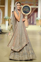 Pakistani Peach Embroidered Organza Gown (2-Piece) - Image 4