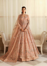 Pakistani Peach Hand-Embellished Organza Bridal Gown (2-Piece) - Image 2