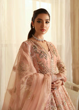 Pakistani Peach Hand-Embellished Organza Bridal Gown (2-Piece) - Image 3