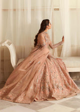 Pakistani Peach Hand-Embellished Organza Bridal Gown (2-Piece) - Image 7