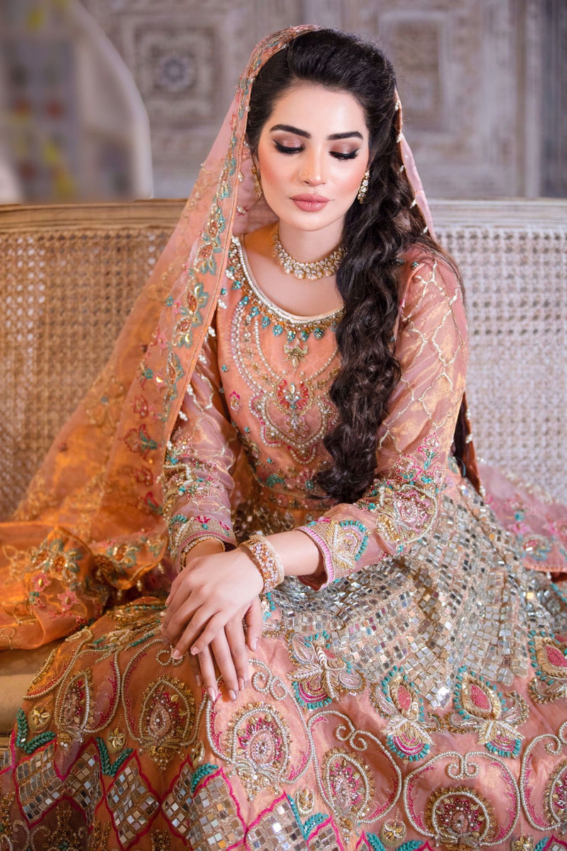 Peach Embellished Organza Gown (2-Piece) - Image 2