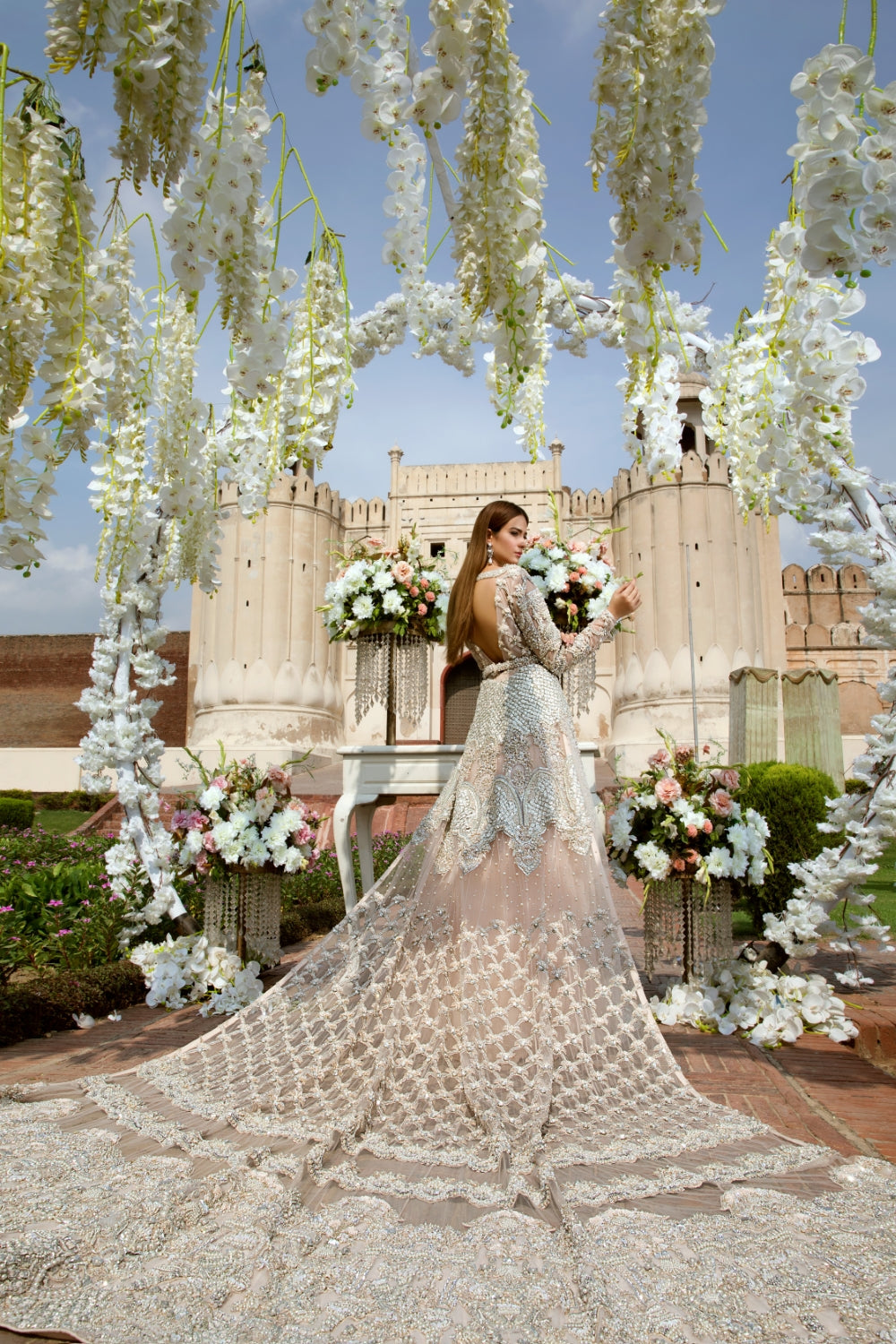 Soft Blush Silver Embellished Bridal Gown (2-Piece) - Image 2