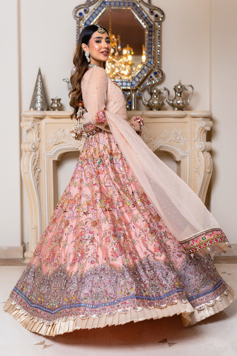 Peach Multicolour Embellished Organza Bridal Maxi (2-Piece) - Image 2