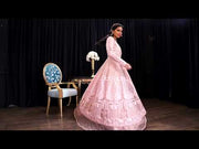 Soft Pink Embroidered Organza Gown (1-Pc) - Image 2