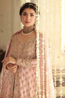 Pakistani Salmon Pink Embroidered Raw Silk Gown (3-Piece) - Image 4
