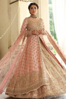 Pakistani Salmon Pink Embroidered Raw Silk Gown (3-Piece) - Image 5