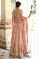 Pakistani Salmon Pink Embroidered Raw Silk Gown (3-Piece) - Image 7