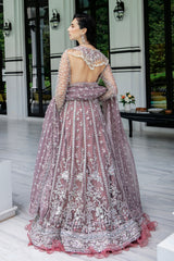 Mauve Dabka Zardozi Tulle Bridal Gown (2-Piece) - Image 3