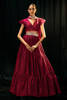Pakistani Cherry Pink Embellished Satin Gown (2-Piece) - Image 2