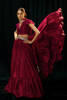 Pakistani Cherry Pink Embellished Satin Gown (2-Piece) - Image 4