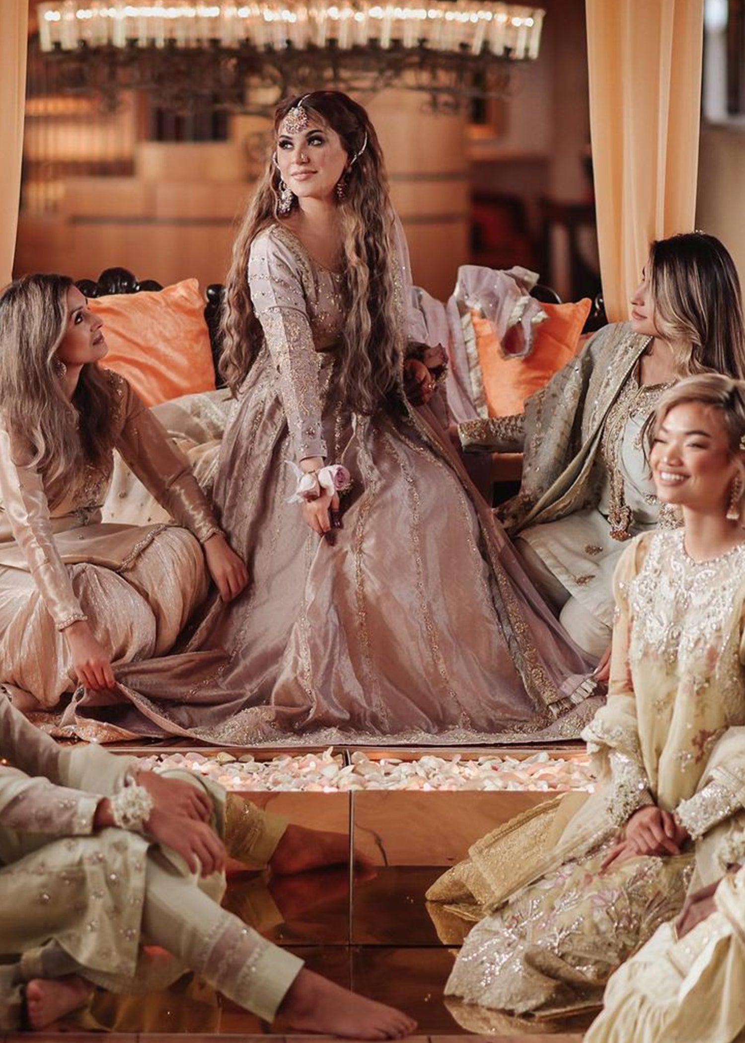 Pakistani Dusty Mauve Embellished Silk-Blend Gown (1-Pc) - Image 1