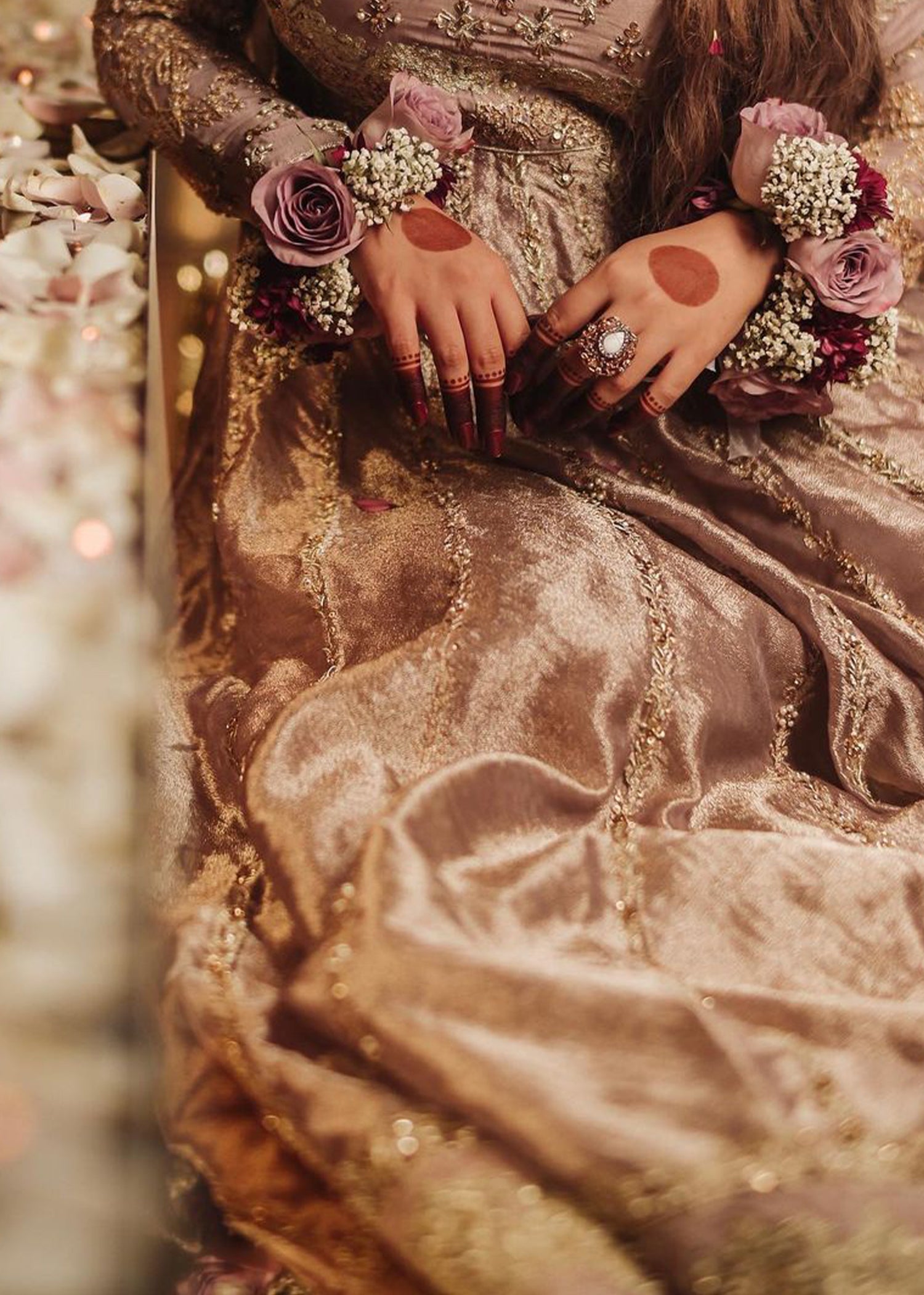 Pakistani Dusty Mauve Embellished Silk-Blend Gown (1-Pc) - Image 3