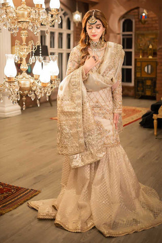 Peach Gold Embroidered Silk-Blend Bridal Gown (2-Piece) - Image 2