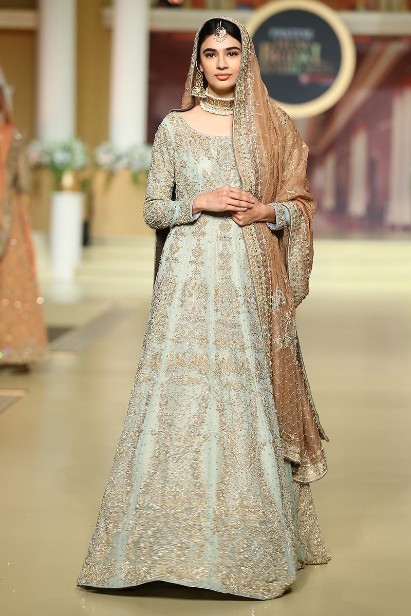 Pakistani Tea Pink Embellished Silk-Blend Bridal Gown (2-Piece) - Image 1