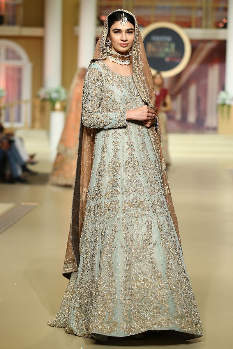 Pakistani Tea Pink Embellished Silk-Blend Bridal Gown (2-Piece) - Image 2