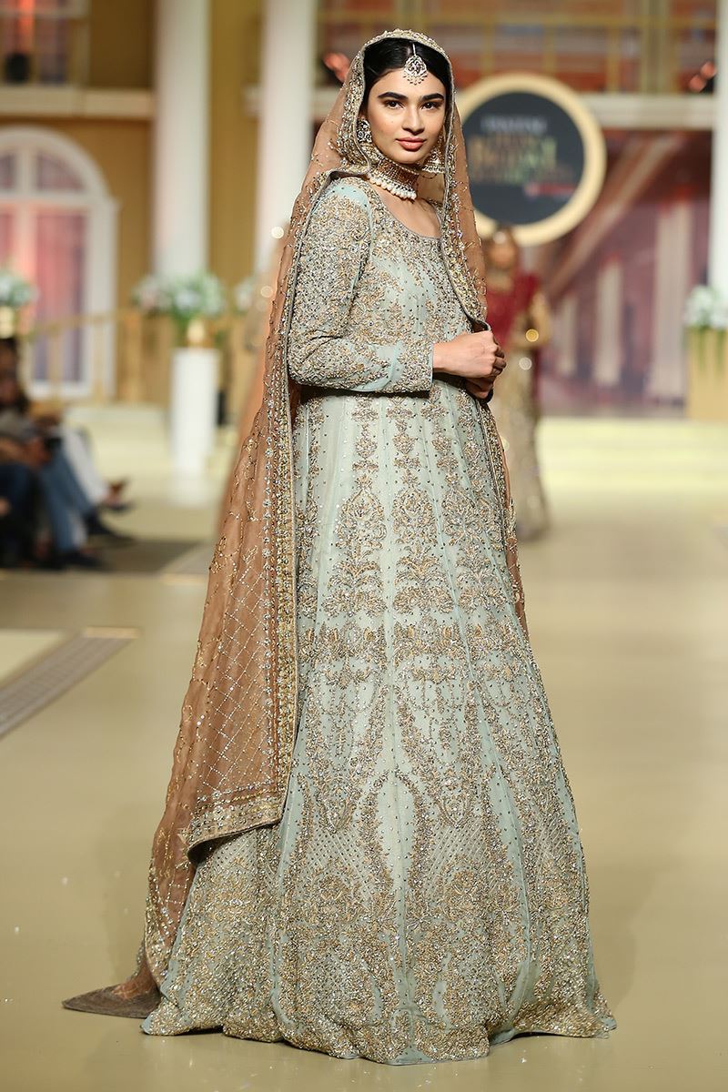 Pakistani Tea Pink Embellished Silk-Blend Bridal Gown (2-Piece) - Image 3