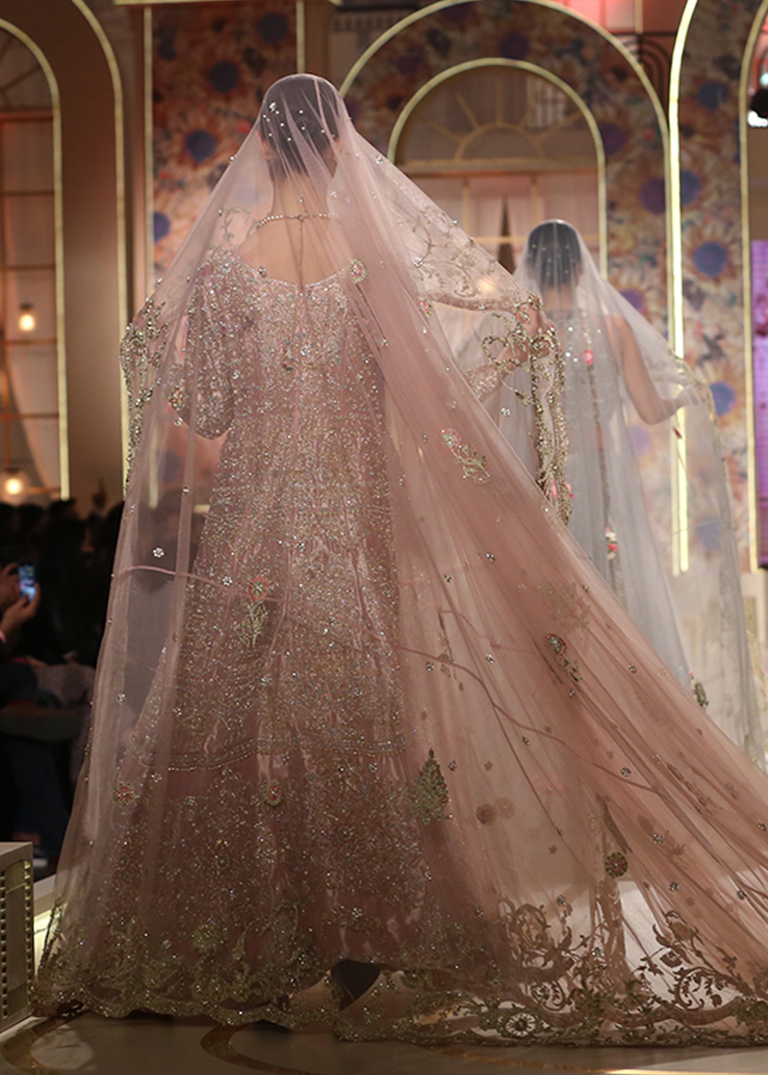 Pakistani Power Pink Hand-Embellished Silk Bridal Gown (2-Piece) - Image 2