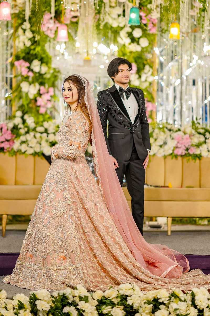 Blush Pink Embroidered Silk Bridal Gown (2-Piece) - Image 1