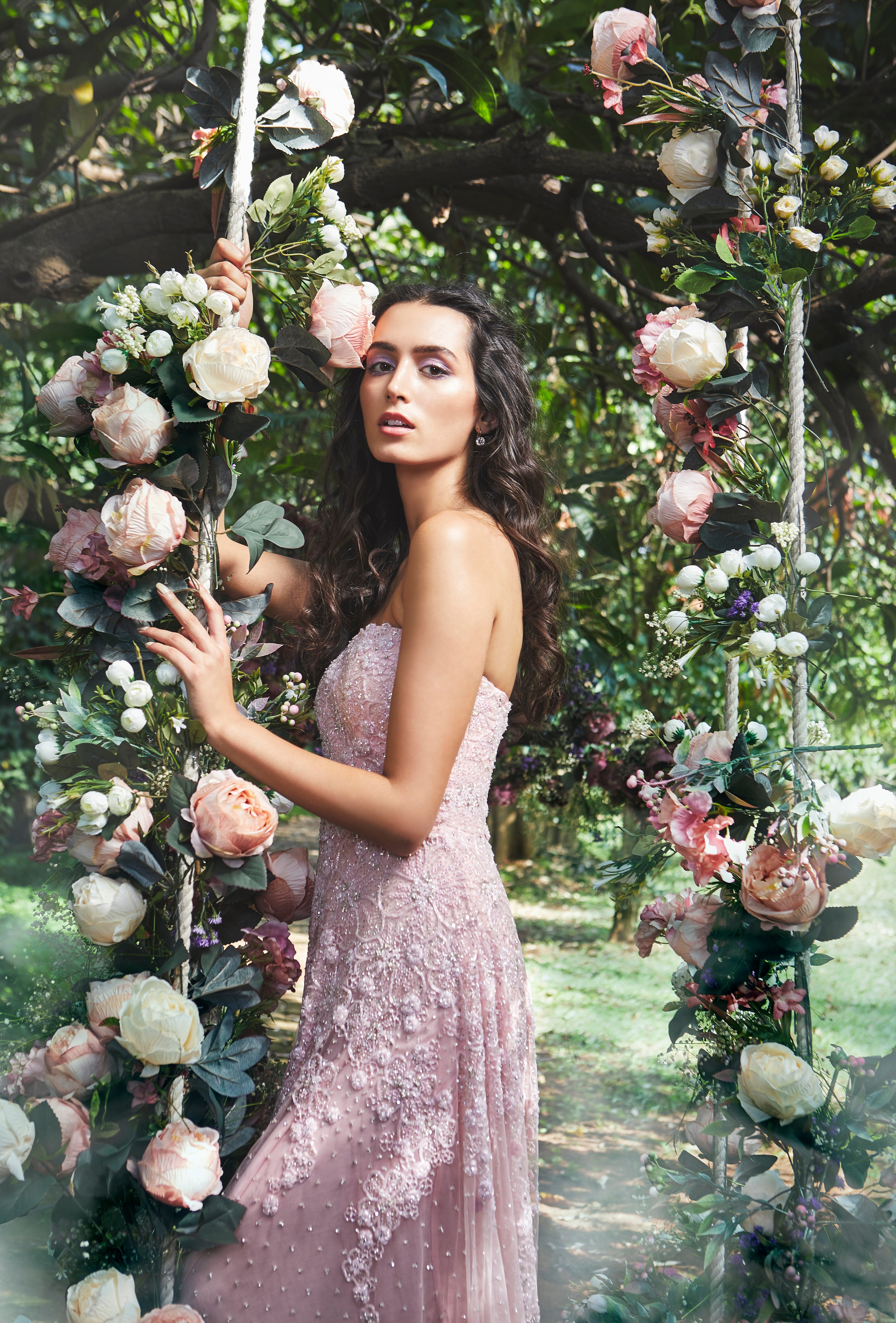 Blush Pink Embellished French Tulle Gown (1-Pc) - Image 2