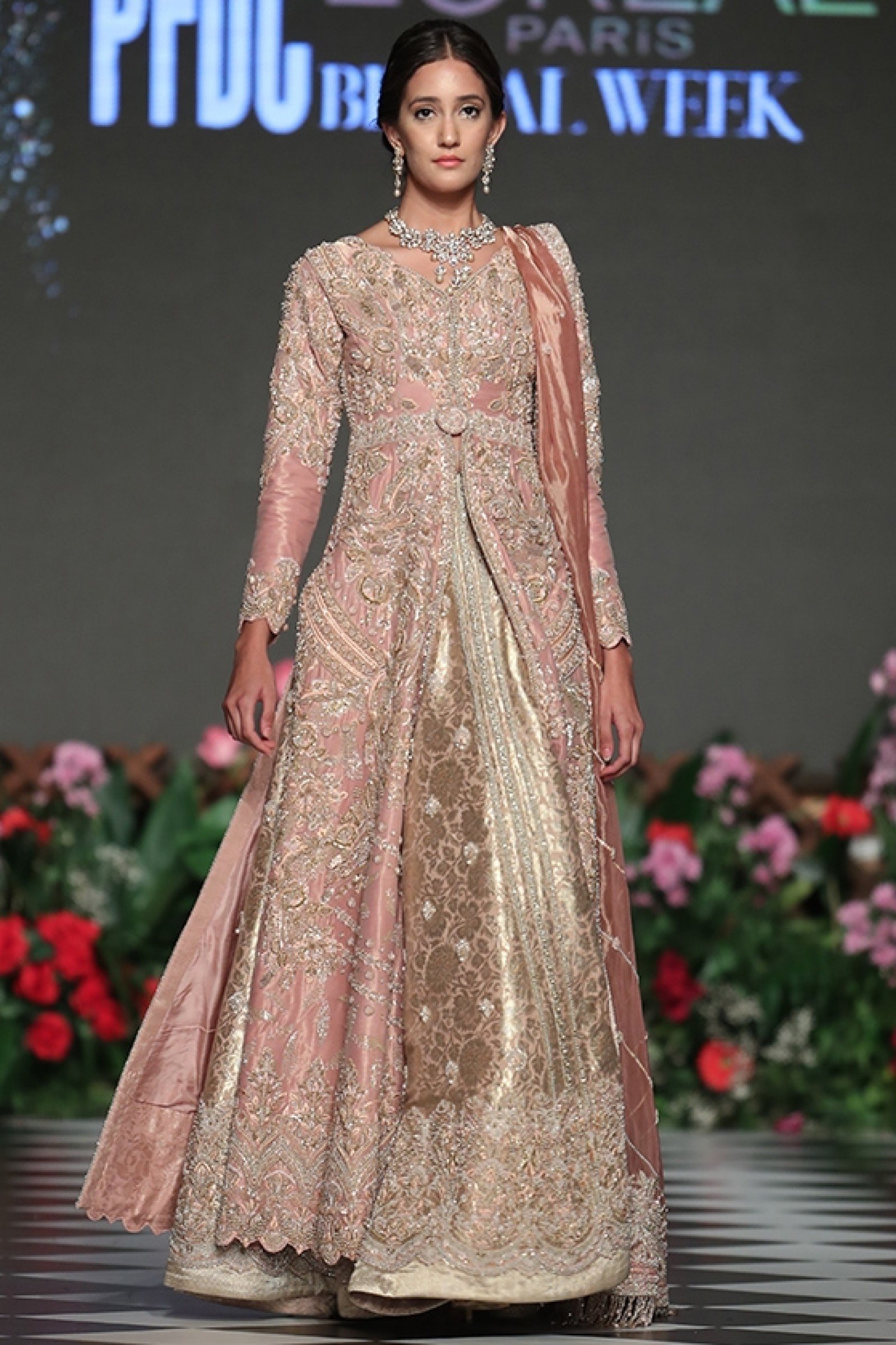 Blush Pink Embellished French Lamé Jacket Set (3-Piece) - Image 1