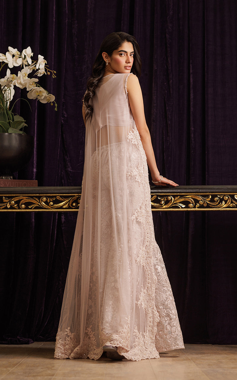 Blush Pink Embroidered Net Jacket 3-Piece - Image 5