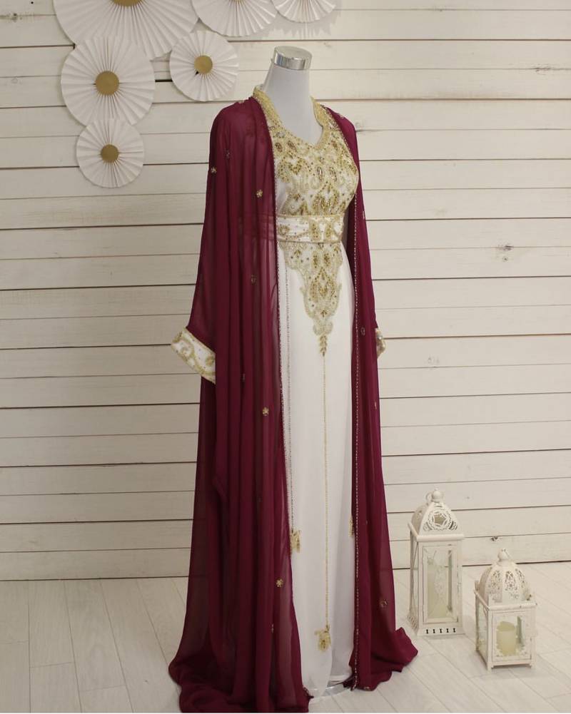 Rani Pink Embroidered Georgette Kaftan (1-Pc) - Image 1