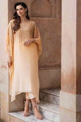 Pakistani Peach Ombre Crystal Georgette Chiffon Kaftan (2-Piece) - Image 3