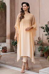 Pakistani Peach Ombre Crystal Georgette Chiffon Kaftan (2-Piece) - Image 4