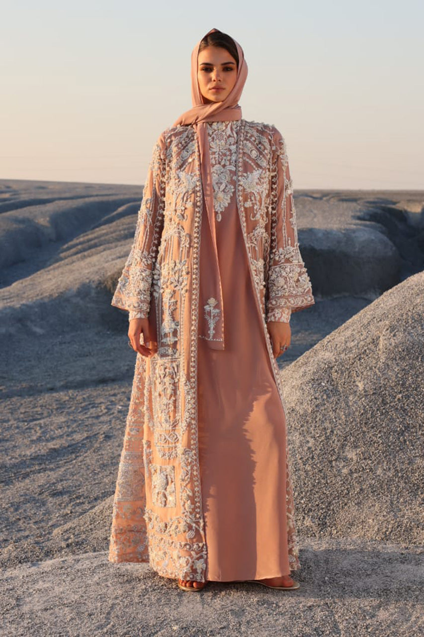 Blush Pink Embroidered Organza Jacket & Crepe Silk Kaftan (3-Piece) - Image 1