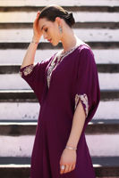 Cerise Pink Handworked Silk Kaftan (1-Pc) - Image 5