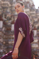 Cerise Pink Handworked Silk Kaftan (1-Pc) - Image 6