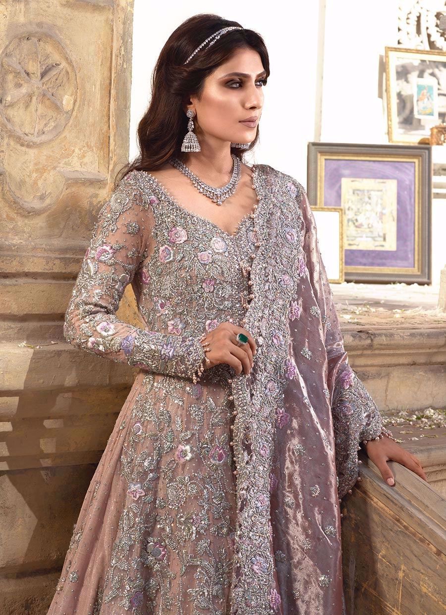 Blush Pink Embellished Banarsi Silk Kalidaar (3-Piece) - Image 8