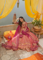 Pakistani Salmon Pink Zardozi Sheer Net Kalidaar (3-Piece) - Image 5