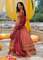 Pakistani Salmon Pink Zardozi Sheer Net Kalidaar (3-Piece) - Image 7