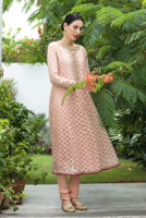 Blush Pink Zardozi Gota Jacquard Kalidar (3-Piece) - Image 4