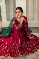 Pakistani Magenta Zardozi Khaadi Net Kalidar (3-Piece) - Image 5