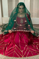 Pakistani Magenta Zardozi Khaadi Net Kalidar (3-Piece) - Image 6