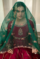 Pakistani Magenta Zardozi Khaadi Net Kalidar (3-Piece) - Image 7